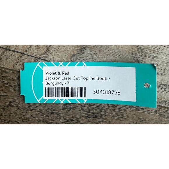 Violet & Red Jackson Lazer Cut Topline Bootie Burgundy 7 - Picture 5 of 6